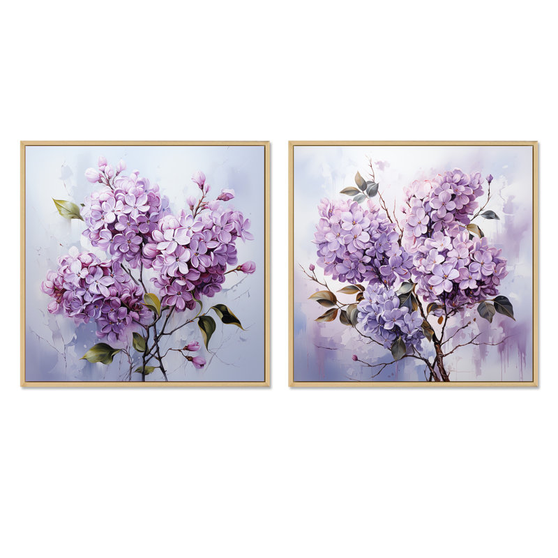 Ensemble de 2 mini-lilas Minimalist Elegance Dreamscape, Cadre flottant brun, H 30 po x l 61 po