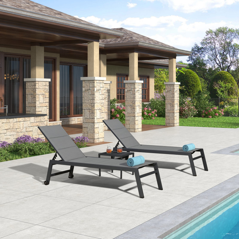 Chaise longue d'extérieur PURPLE LEAF pour 2 personnes, Gris