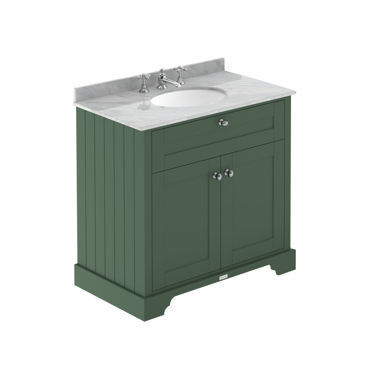 Old London 820mm Single Bathroom Vanity with Integrated Ceramic Basin, Gray, Hunter Green