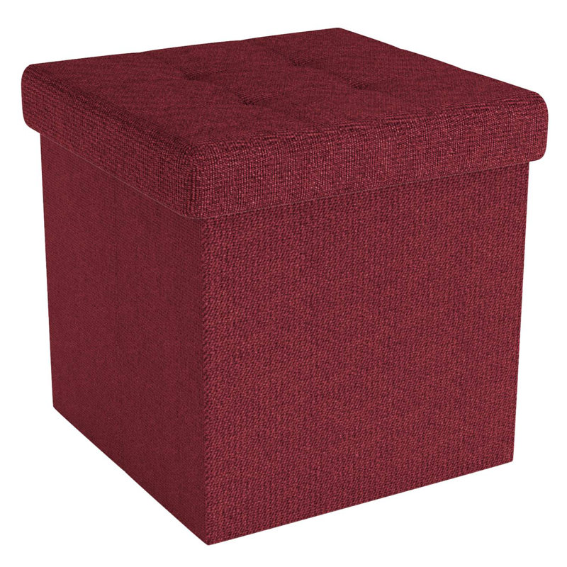 Chakera 30cm Wide Square Solid Colour Ottoman with Storage, Dark red