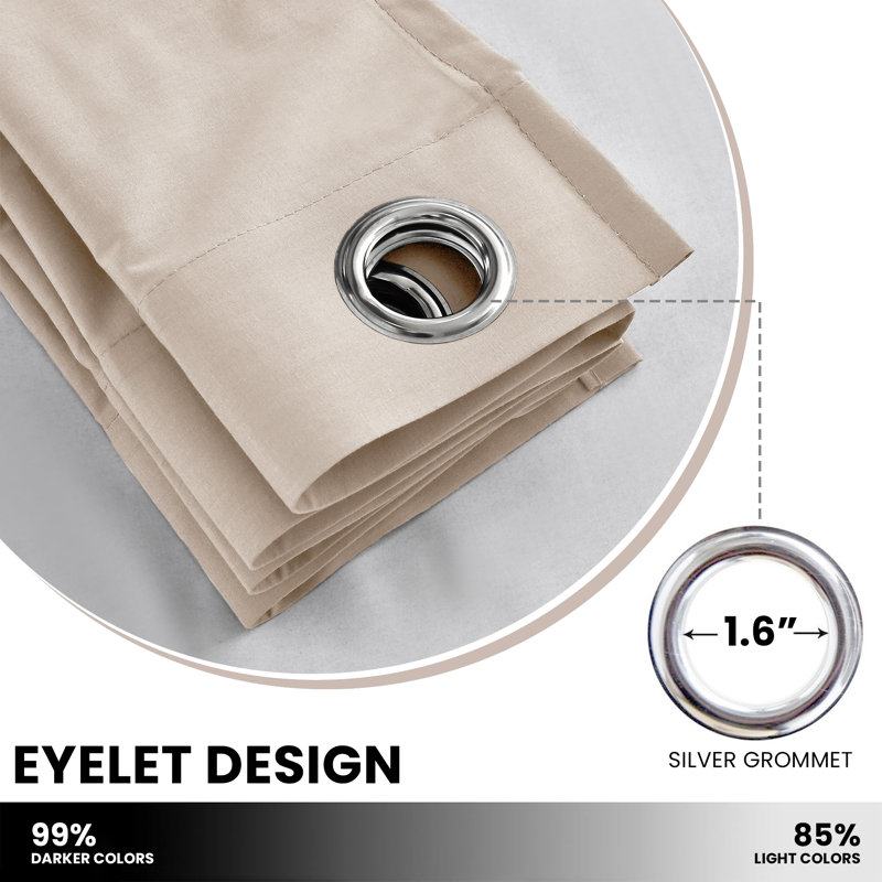 Timiko Blackout Thermal Insulated Curtain Panel, Beige, 52" W x 84" L