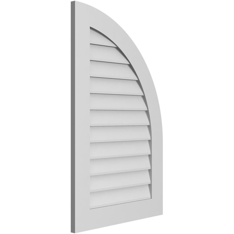 Quarter Round Top Right Surface Mount Signature Urethane Non-Functional Gable Vent, Primed Tan, 24" H x 14" W x 1" D