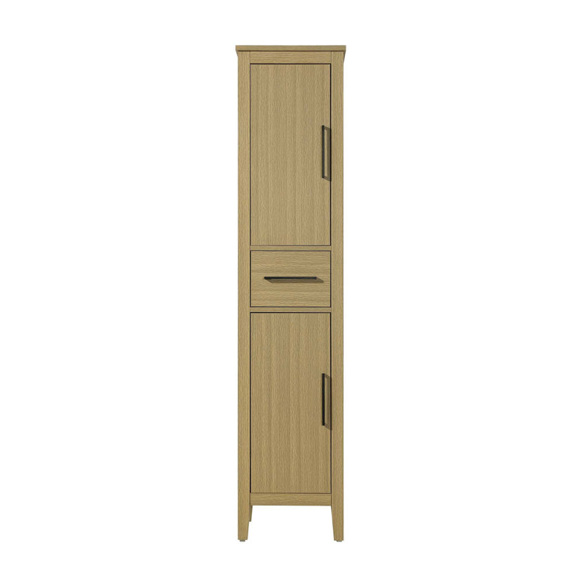 16 Inch Bath Storage Cabinet in Honey Brown, 72" H x 16" W x 72" D, Honey Brown
