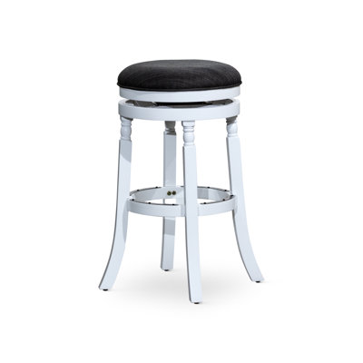 Tabouret de bar 30 po, blanc avec siège en tissu gris anthracite, structure en bois franc robuste, coussin pivotant de 2,5 po, convient au comptoir ou à la finition en bois massif, mécanisme, rembourrage confortable, espace