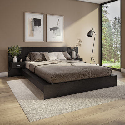Modern Kaphan Bedroom - Platform Bed with Headboard and Nightstands (2) – Easy Assembly, No Box Spring Required