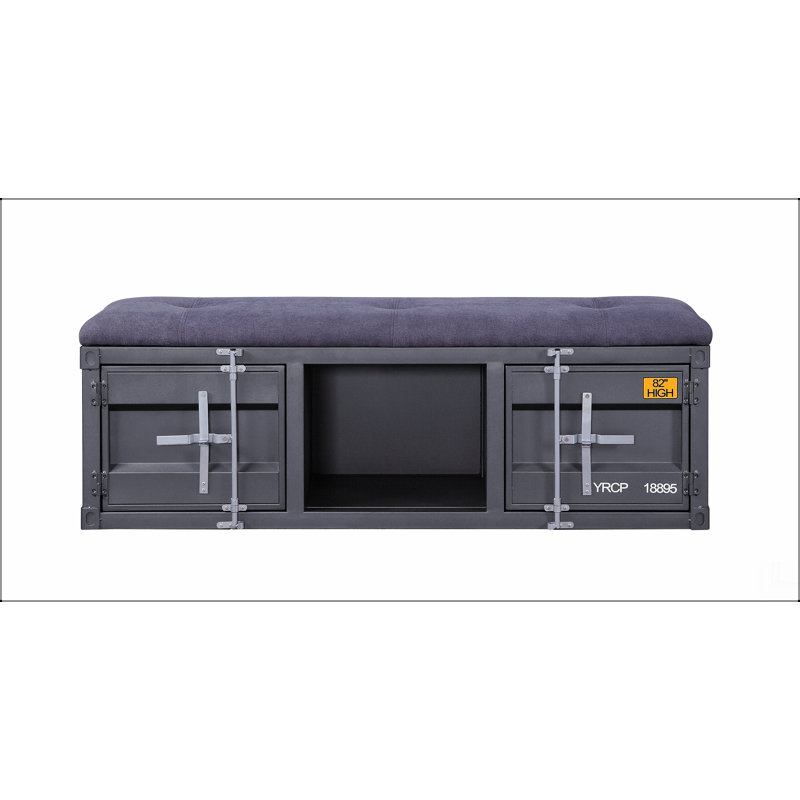 Banc Cargo en tissu et finition bronze industriel avec rangement
