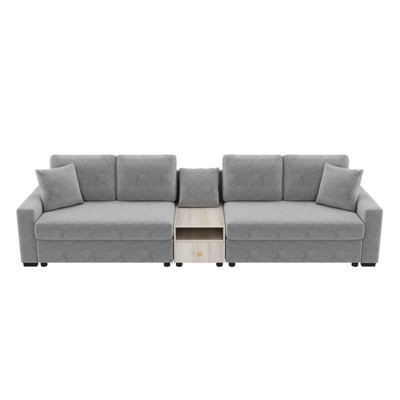 Modern Sofa Couch 127.9" Modular Sofa Upholstered Sofa Couch With Storage Armrest And Center Console