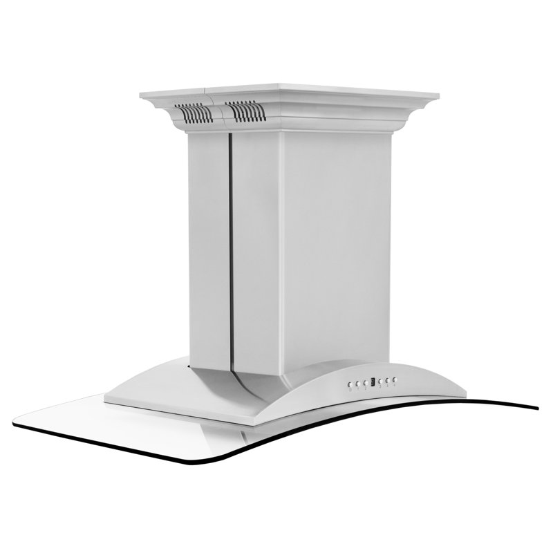 36" 400 CFM Ducted Island Range Hood in Silver