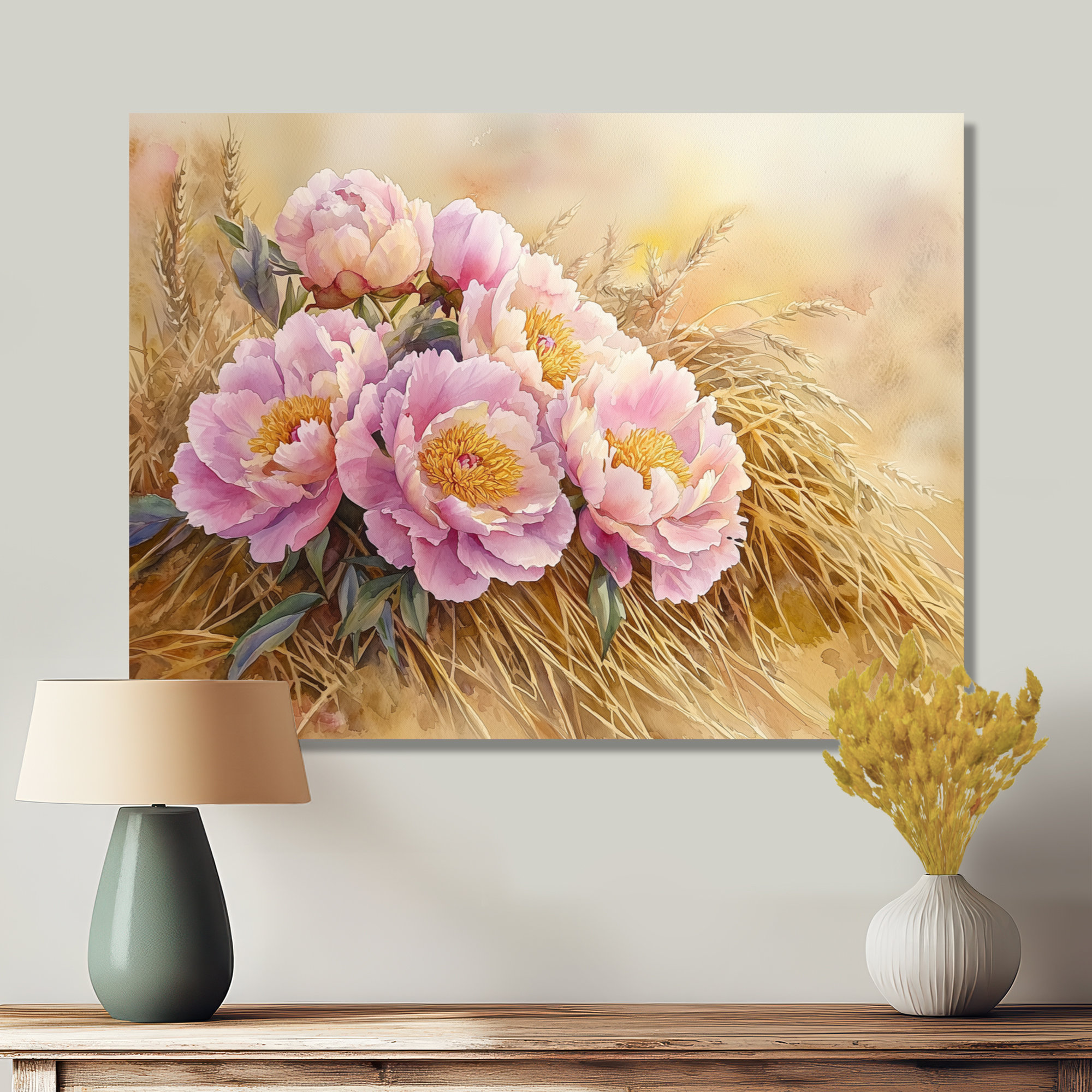 August Grove® Farm Peonies Along The Haystack I - Traditional Metal Art ...