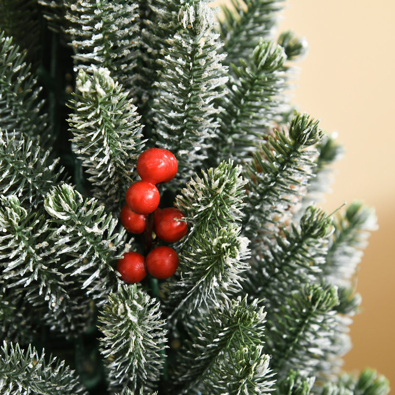 Arbre de Noël artificiel de 18 po de haut miniature enneigé et floqué neige avec décoration de Noël
