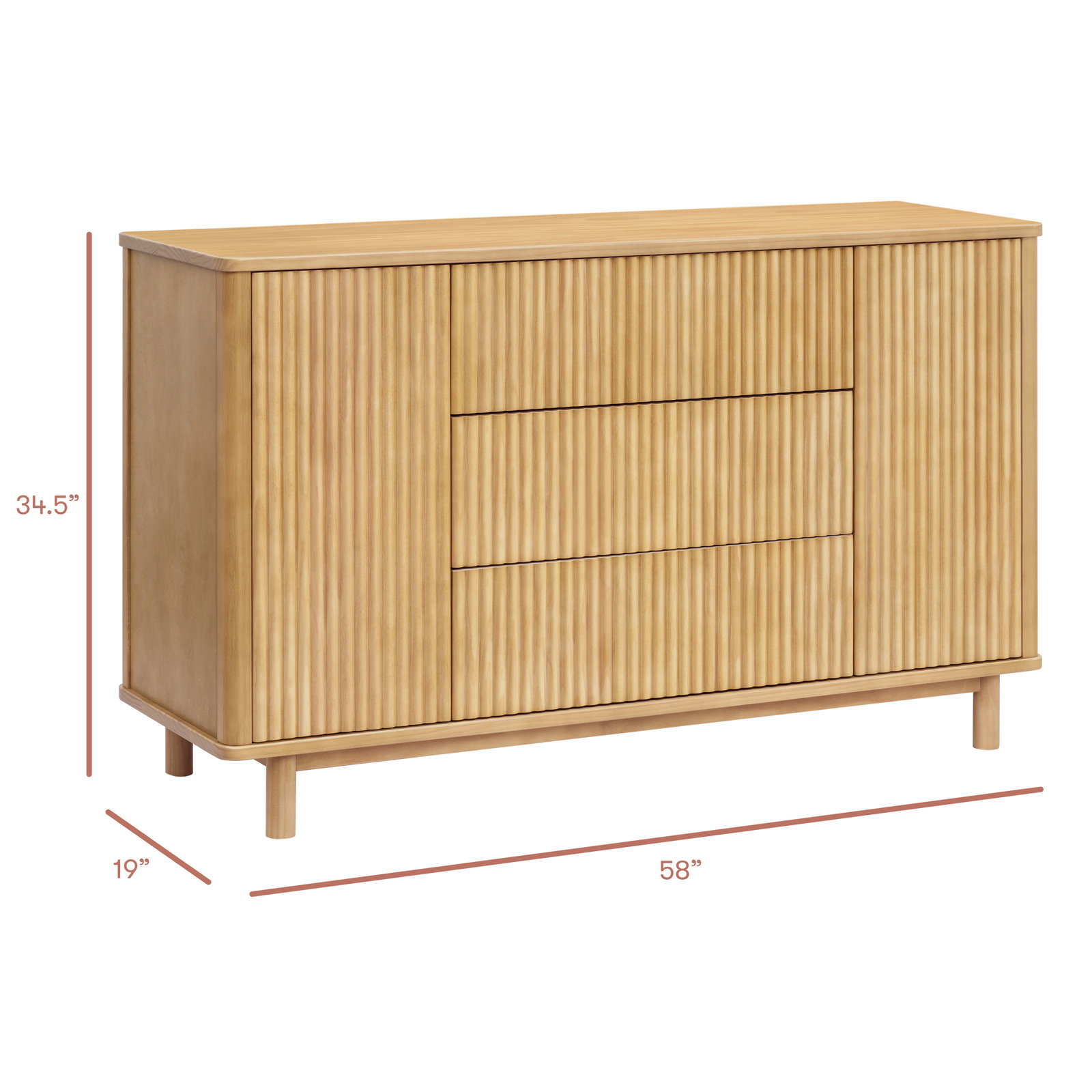 Pogo Tambour Assembled Dresser, Honey