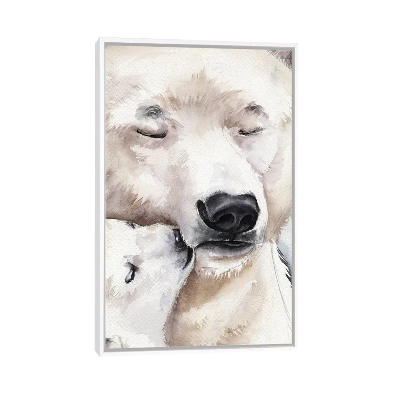 Décoration murale ours polaire pour enfants, H 60 po x l 40po x P 1,5 po, Toile blanche encadrée
