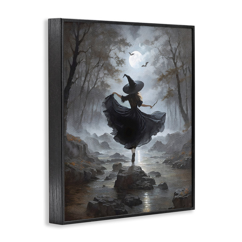 «Witch in Moonlit Forest», estampe numérique de Jo Moulton, Giclée encadrée noir minuit, H 30 po x l 24 po
