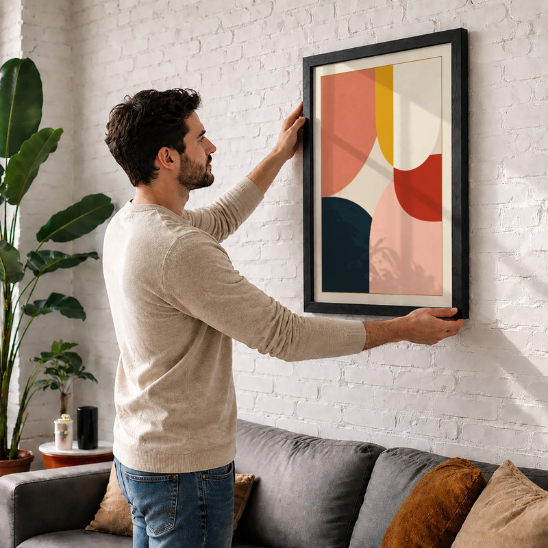 Organic Forms Mid-Century - Framed Print, A3 - 42.0 x 29.7 cm, White