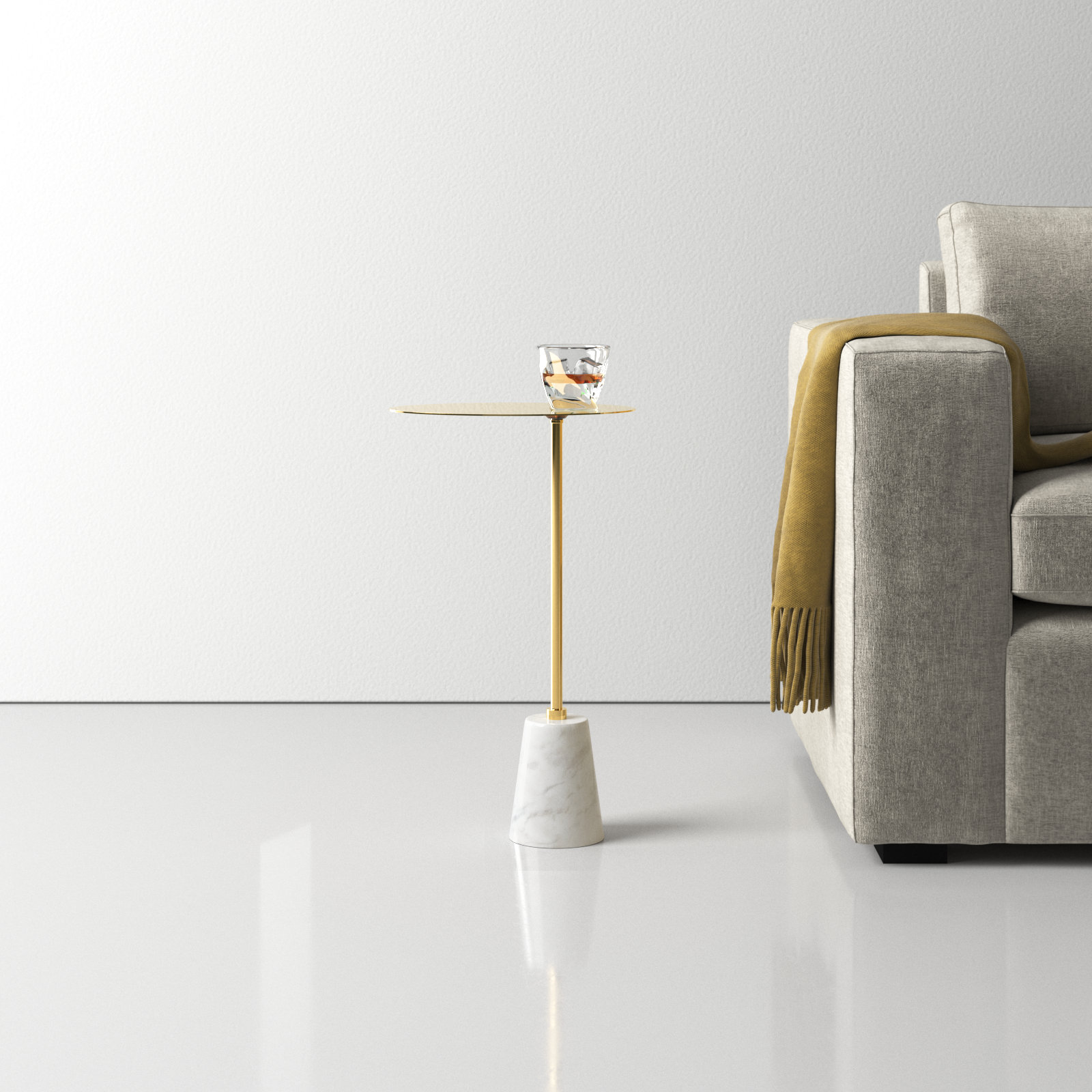 Churchill 8" End Table, White, Gold