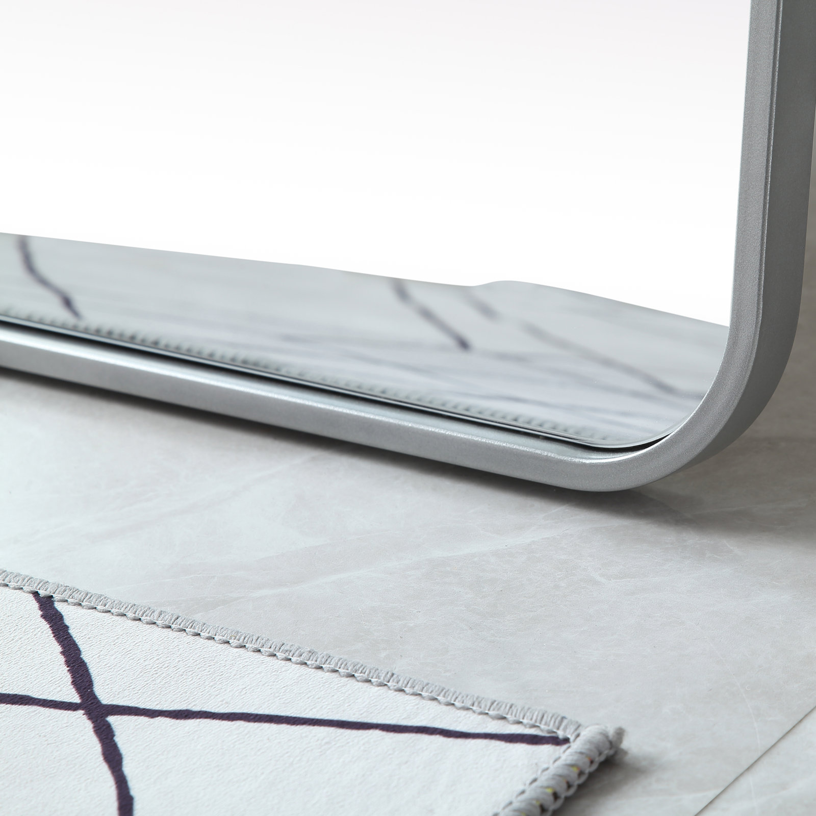 Sabine Metal Rounded Rectangle Floor Mirror, Silver, 60" x 30"