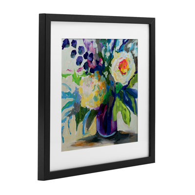 Améthyste, bouquet de fleurs, impression sous verre encadrée, design par Jeanette Vertentes