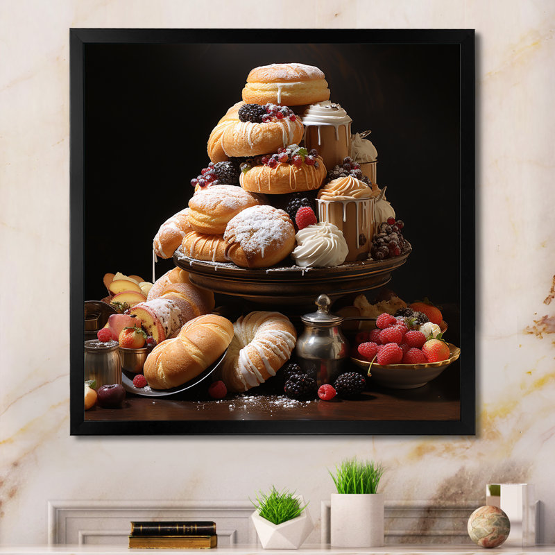 Sweet Pastries III sur impression sur toile, H 36 po x l 36 po x P 1,5 po, Cadre simple noir