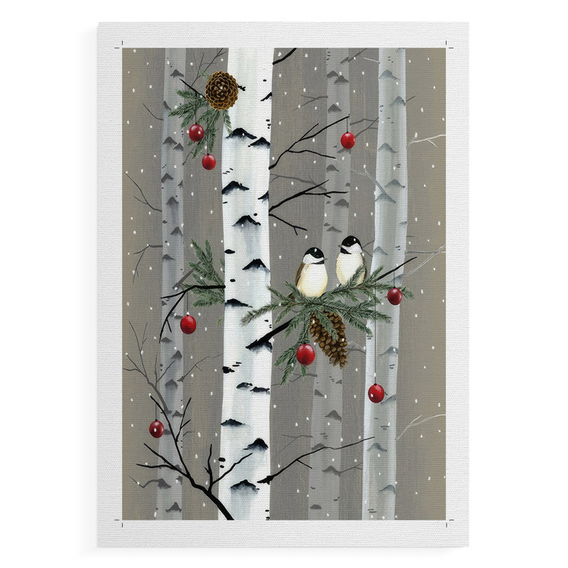 Birch Birds I - Impression sur toile seulement - NON-CADRE, H 48 po x l 32 po