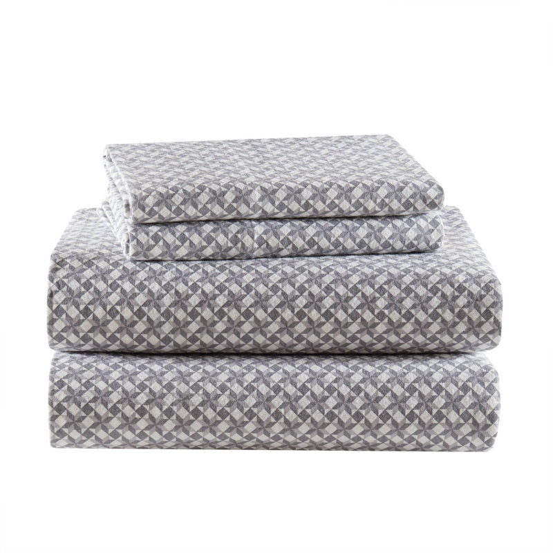 Ensemble de draps et de draps confortables en flanelle 100% coton, conception flocon de neige pour toutes les saisons