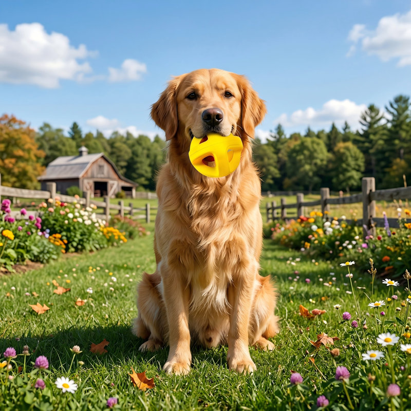 Ballon pour chien indestructible, caoutchouc naturel non toxique, jaune, 4,5 pouces