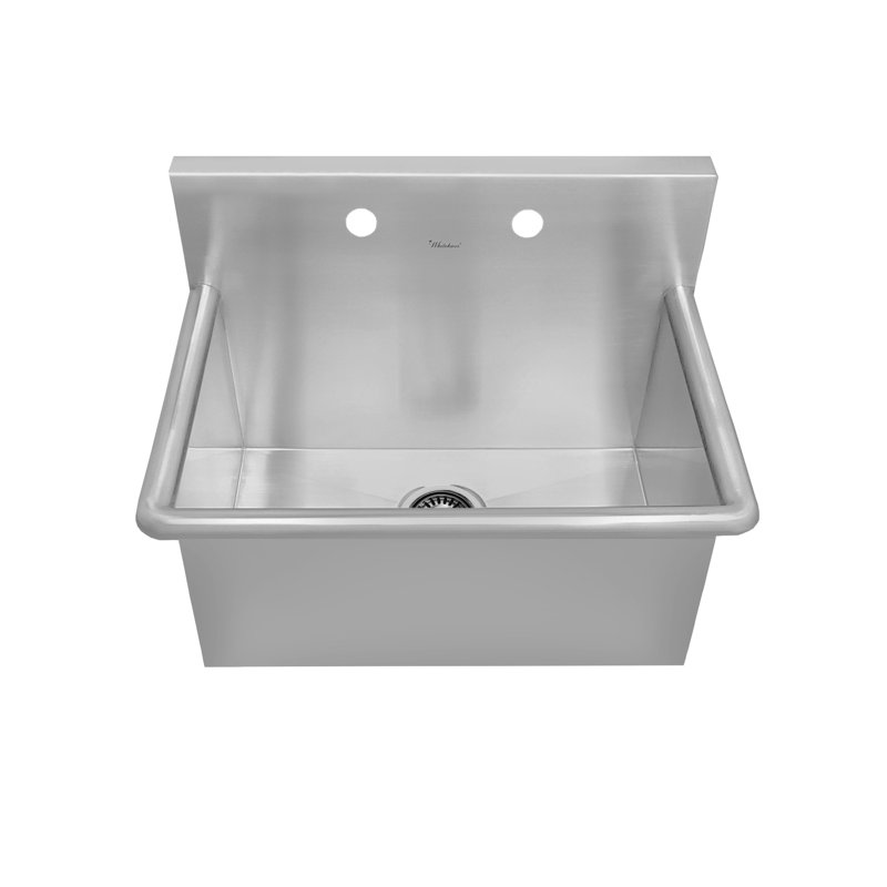 Whitehaus 25" brushed stainless steel commercial drop-in or wall mount utility sink, 25" L