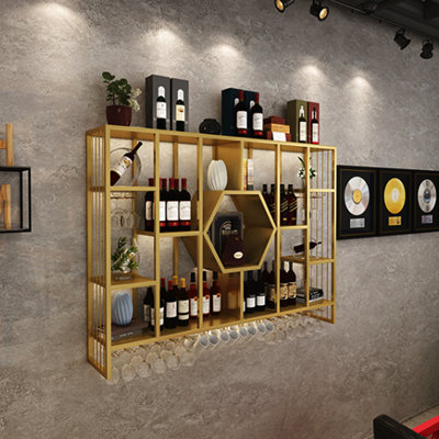 Support à vin hexagonal mural