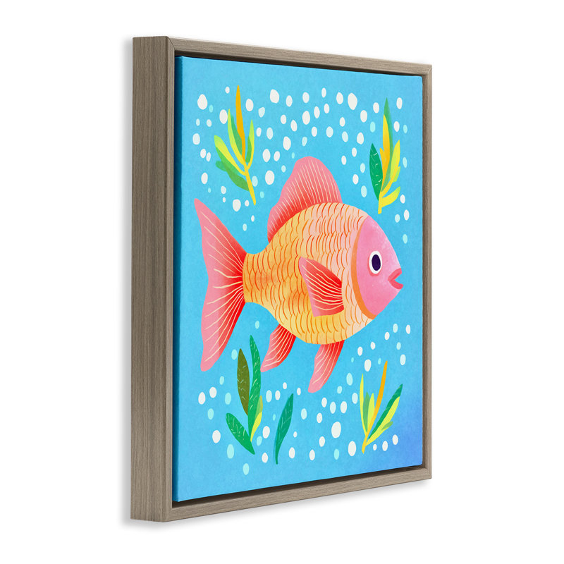 «Happy Fish Underwater», art mural encadré flottant par Andrea Haase, Cadre flottant orme Montalcino, H 25 po x l 25 po