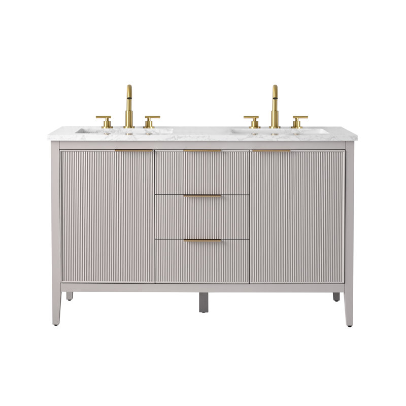 Emma 54" W Double Vanity, Taupe/Brushed Bronze