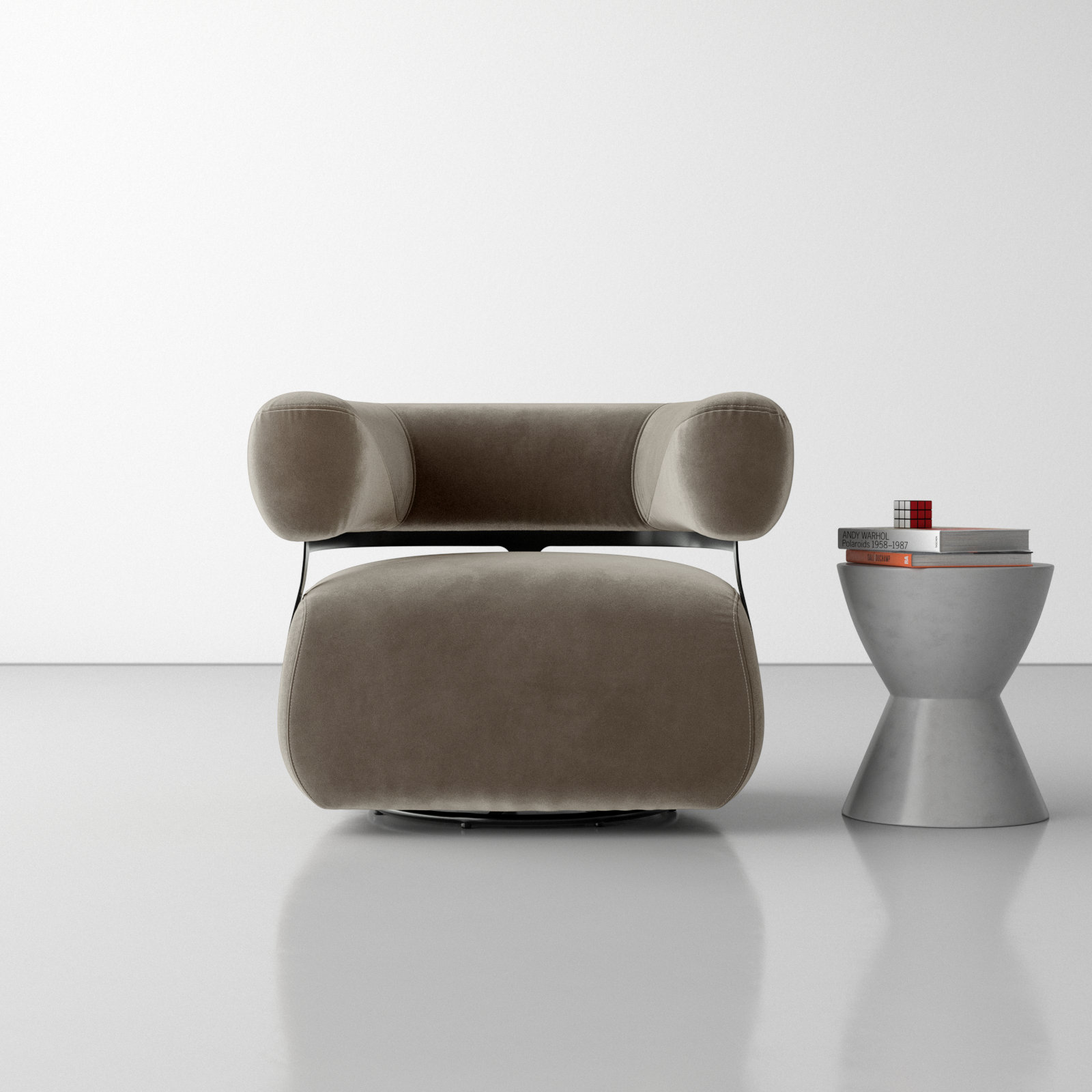 Lize Genuine Leather Swivel Barrel Chair, Surrey Fossil