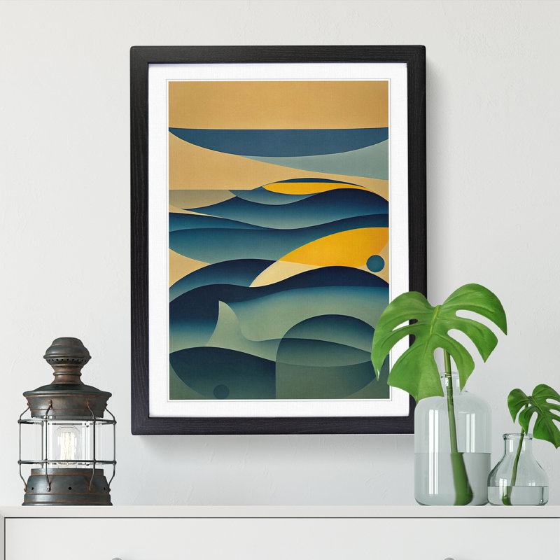 FRM-V0523-1636X Ocean Suprematism - Picture Frame Print, Black, 34cm H x 25cm W x 2cm D