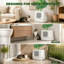 Armoire à litière cachée en acier inoxydable pour chat avec dessus de plante artificielle, mobilier triangulaire peu encombrant pour salon, chambre à coucher et petits espaces-133211288