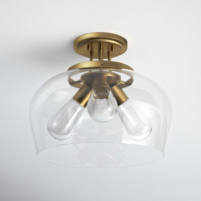 Breena 3 Light Glass Semi Flush Mount