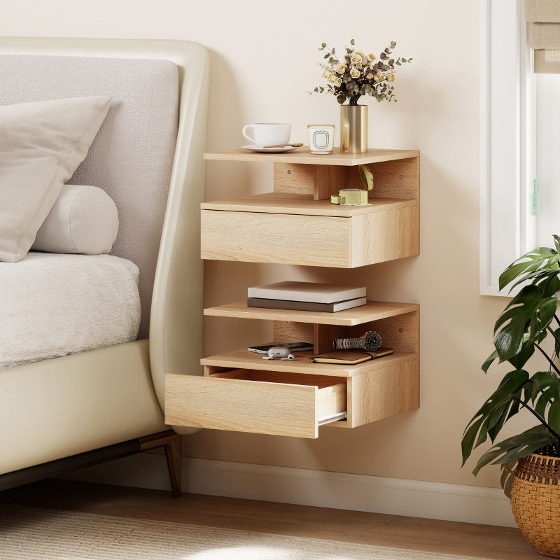 35 cm W Bedside Table, Oak