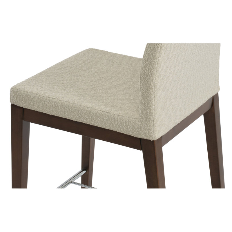 Tabouret de bar et de comptoir en bois Aria, Tabouret de bar (siège d'une hauteur de 29 po), Bouclé blanc cassé