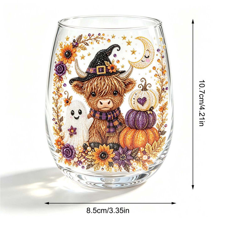 Décoration d'Halloween : Verre à vin sans pied, autocollant fantôme 2D, citrouille et sorcière, gobelet transparent sur le thème de l'automne pour cocktails