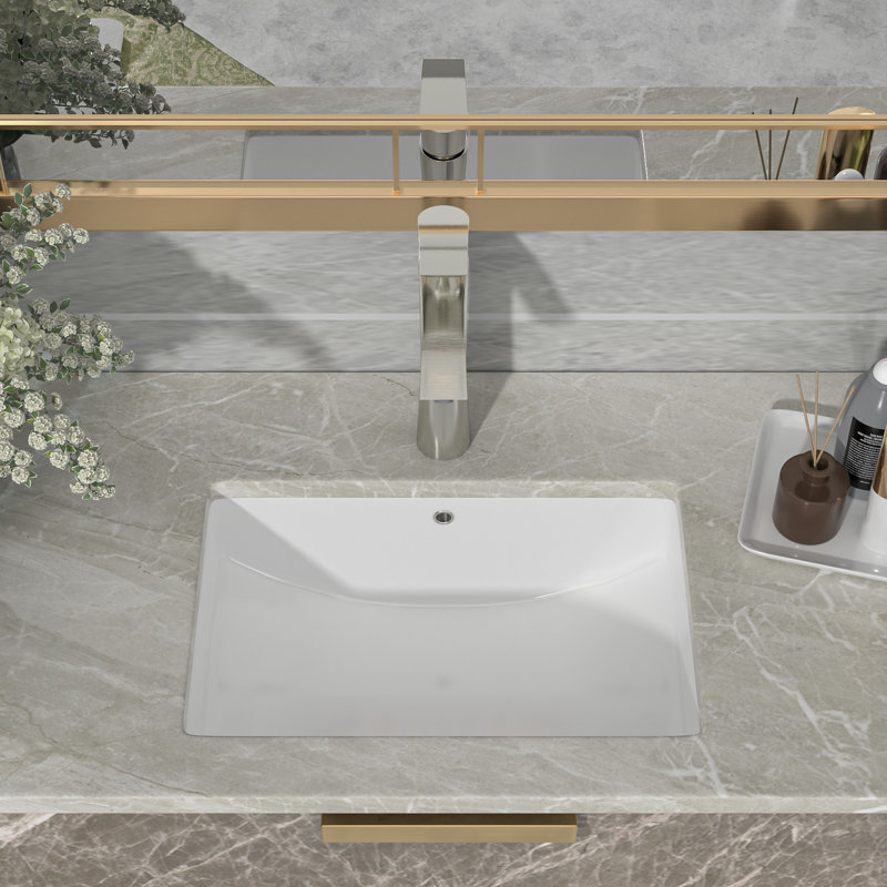 Lavabo de salle de bain rectangulaire encastré en céramique 21 "avec trop-plein 21"
