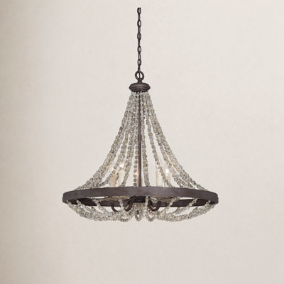 Birch Lane™ Viv 5-Light Wood Beaded and Crystal Empire Chandelier 