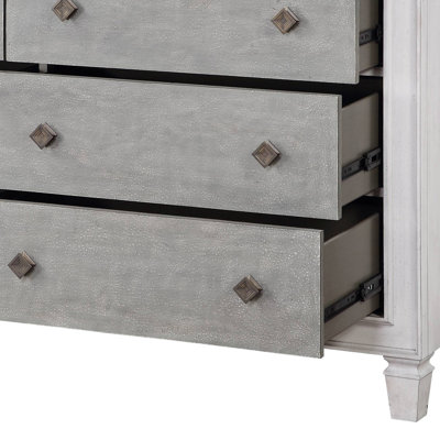 Commode Katia gris rustique et blanc vieilli