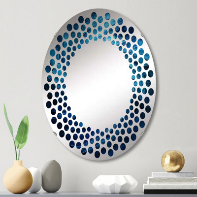 Miroir mural spirale bleue, spirales abstraites bleu moderne - spirale bleue