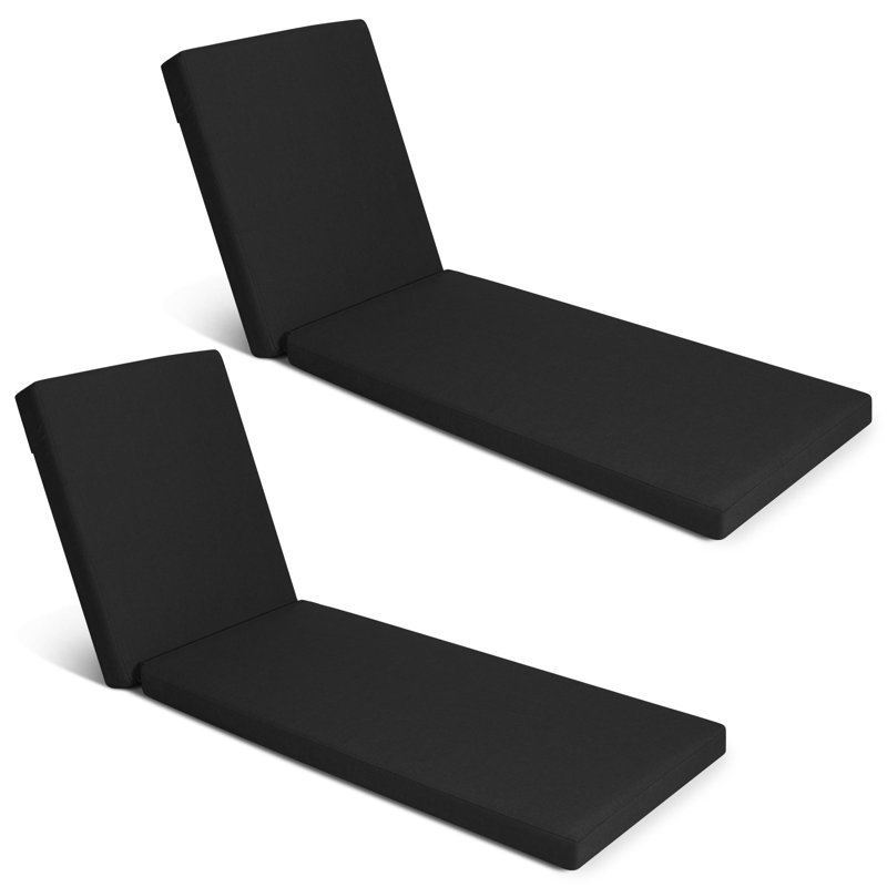  Special Size Covers Only, 2Pcs Outdoor Olefin Chaise Lounge Cushion Cover, Black