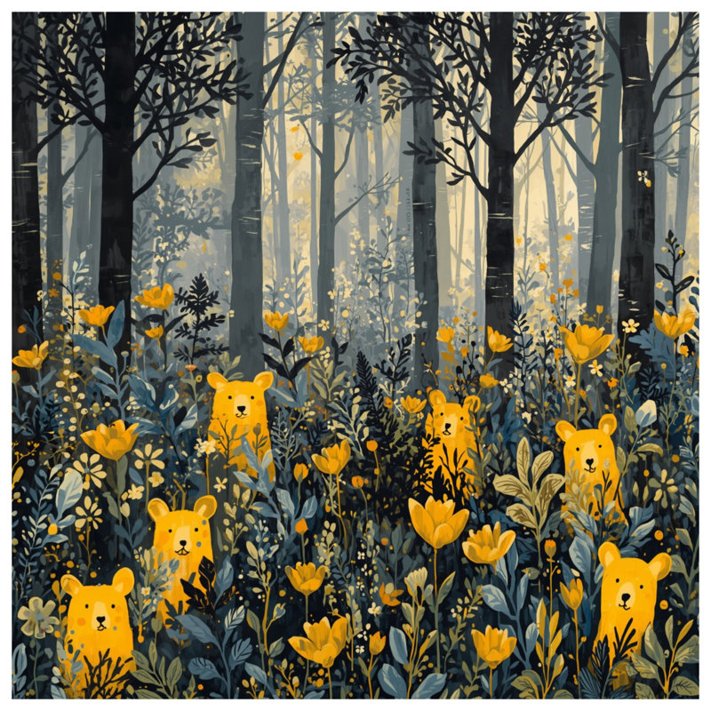 Tapis de bain «Yellow Bears In Forest», L 24 po x L 17 po