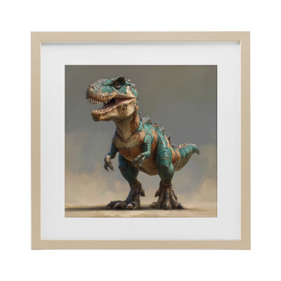 Turquoise T-Rex Study, reproduction encadrée sous verre, conception de Wumples