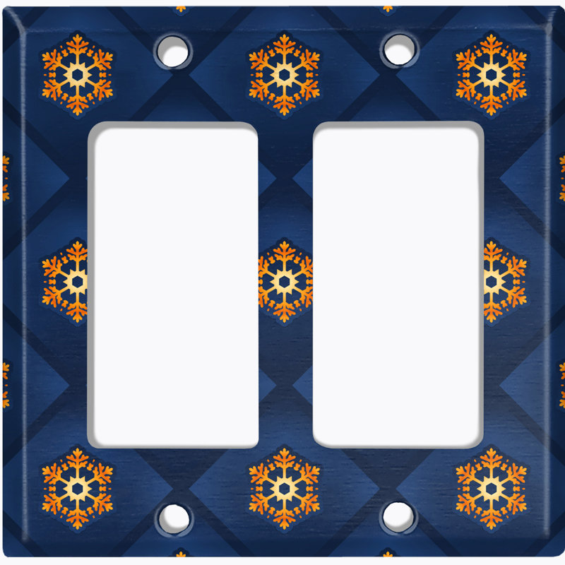 Christmas Navy Orange Crest 2 - Gang Toggle Light Switch Standard Wall Plate