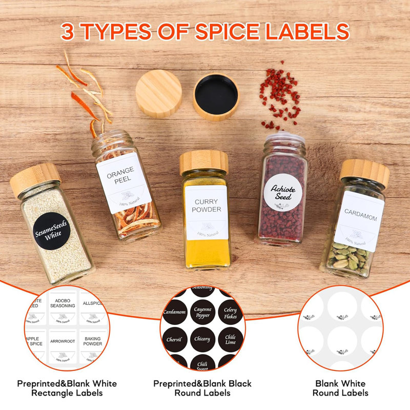 24 pots en verre d'épices 4 oz