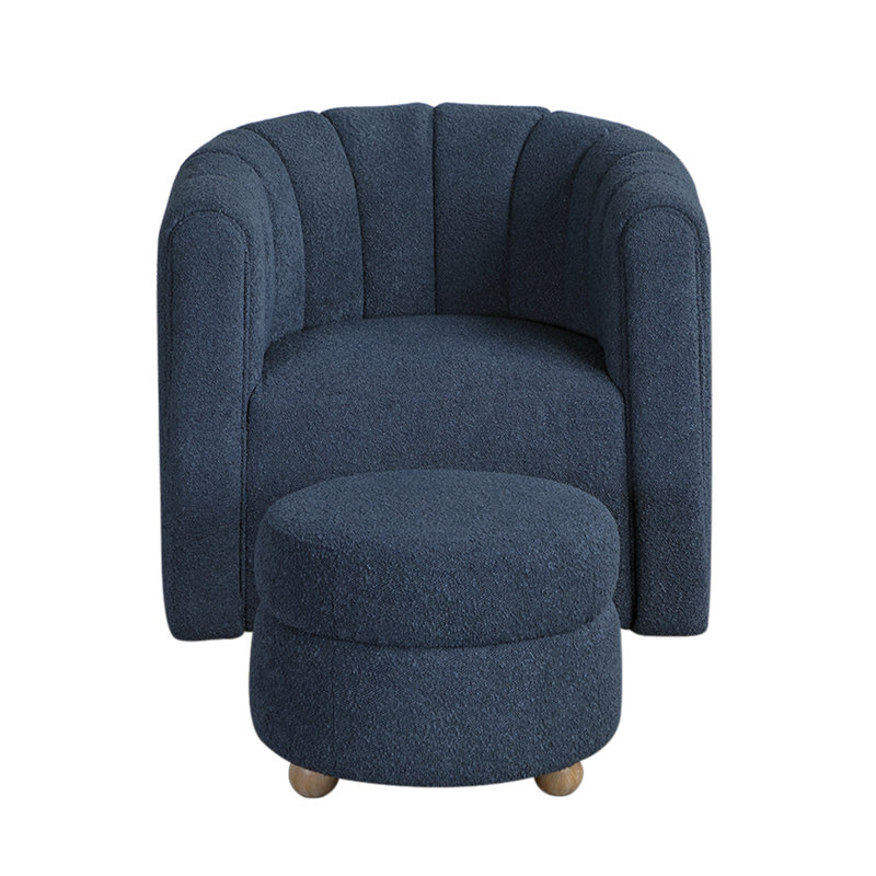 Chaise contemporaine en tissu avec dossier rembourré Boucle, Blue
