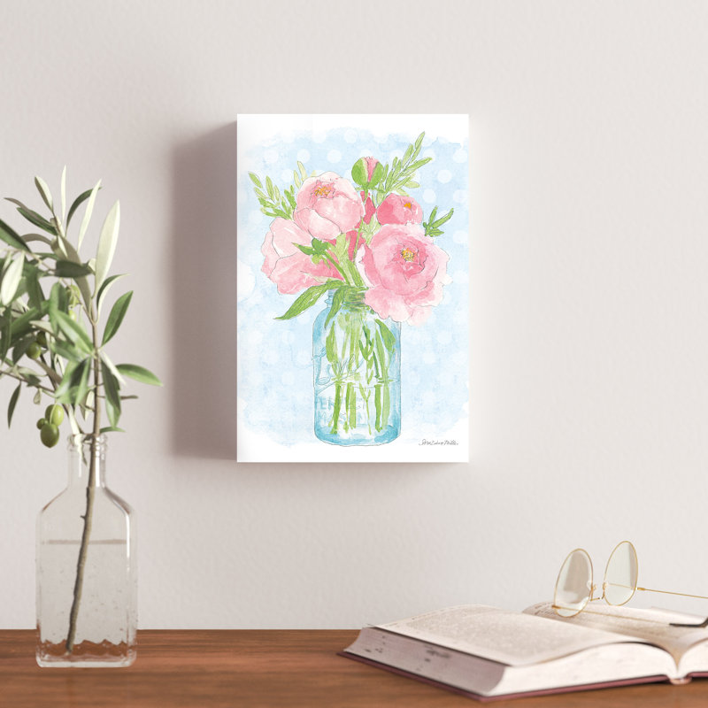 Jolies pivoines par Sara Zieve Miller, reproduction d'art sur toile tendue, H 12 po x l 8 po