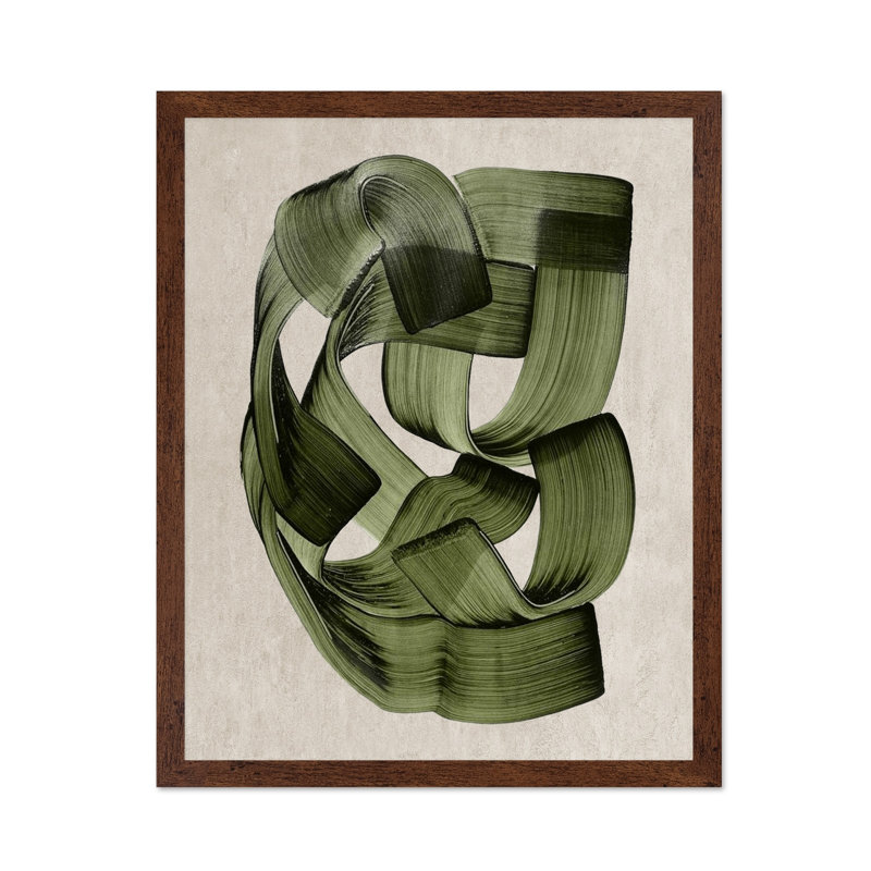 Vert abstrait, Poster, 18"H x 24"W, Brown Framed