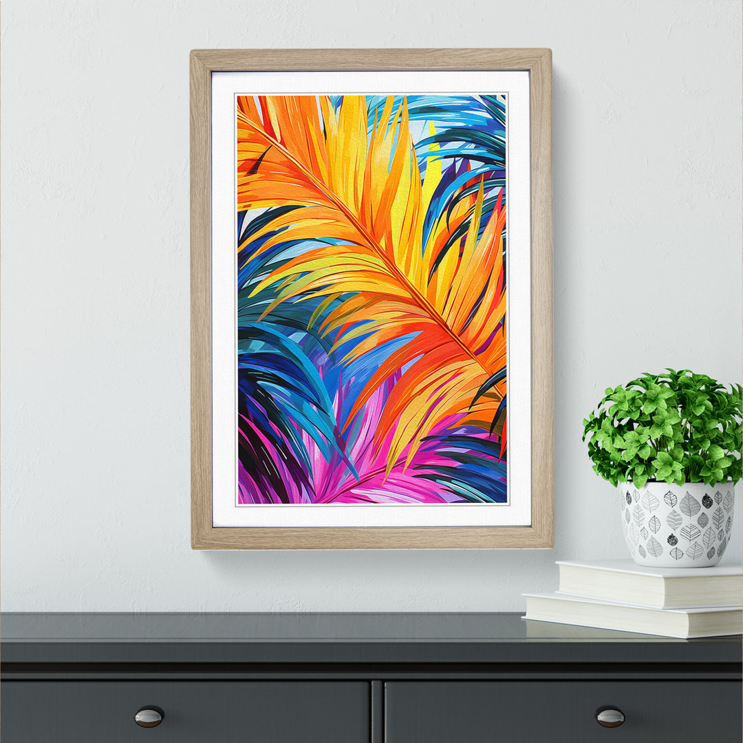 Palm Leaf Pop - Single Picture Frame Print on Wood