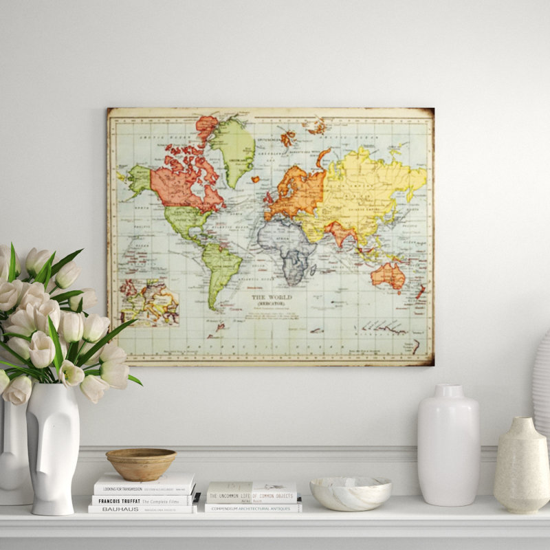 The World Map I Print by Sofia Fox, Plexi, 40" H x 50" W x 1.5" D